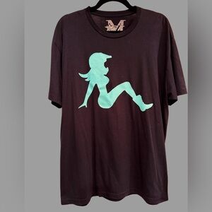 Black T-Shirt with Teal Graphic by Monarch Moto
